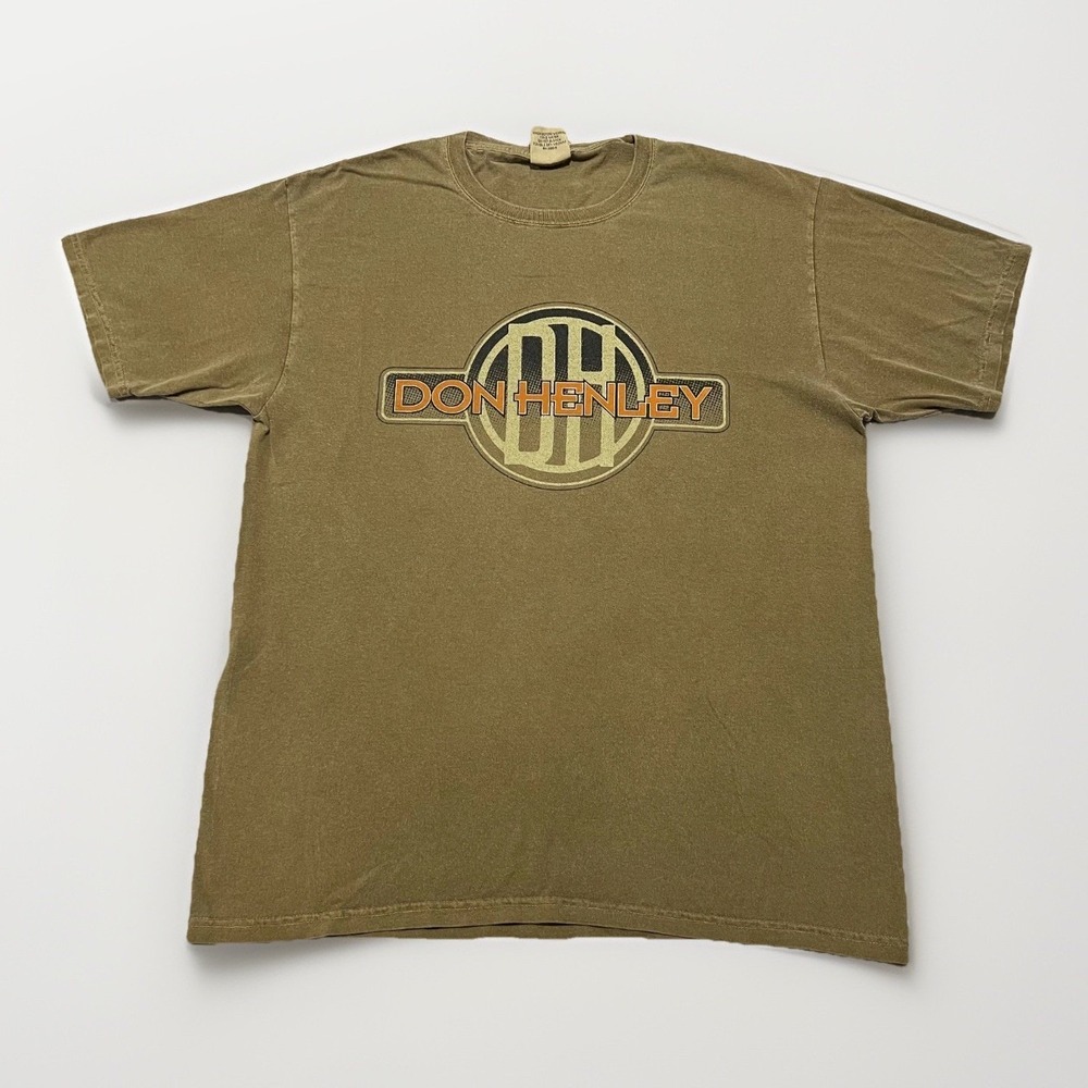 VTG Y2K Mens Don Henley Inside Job Music Tour 2000 Faded T-Shirt L Washed Green